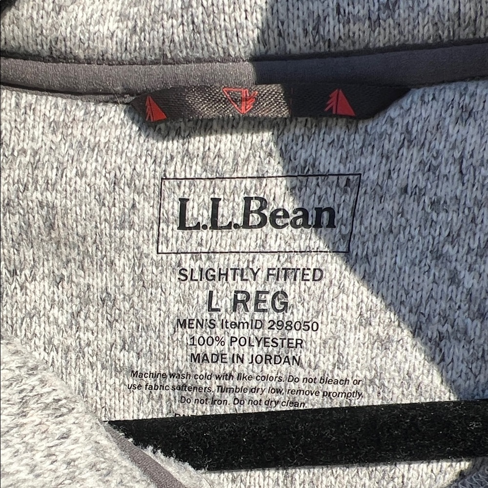 L.L. Bean Men's Light Gray Zip-Up Sweater Fleece Pullover L EUC Outdoor Hiking - Picture 3 of 7